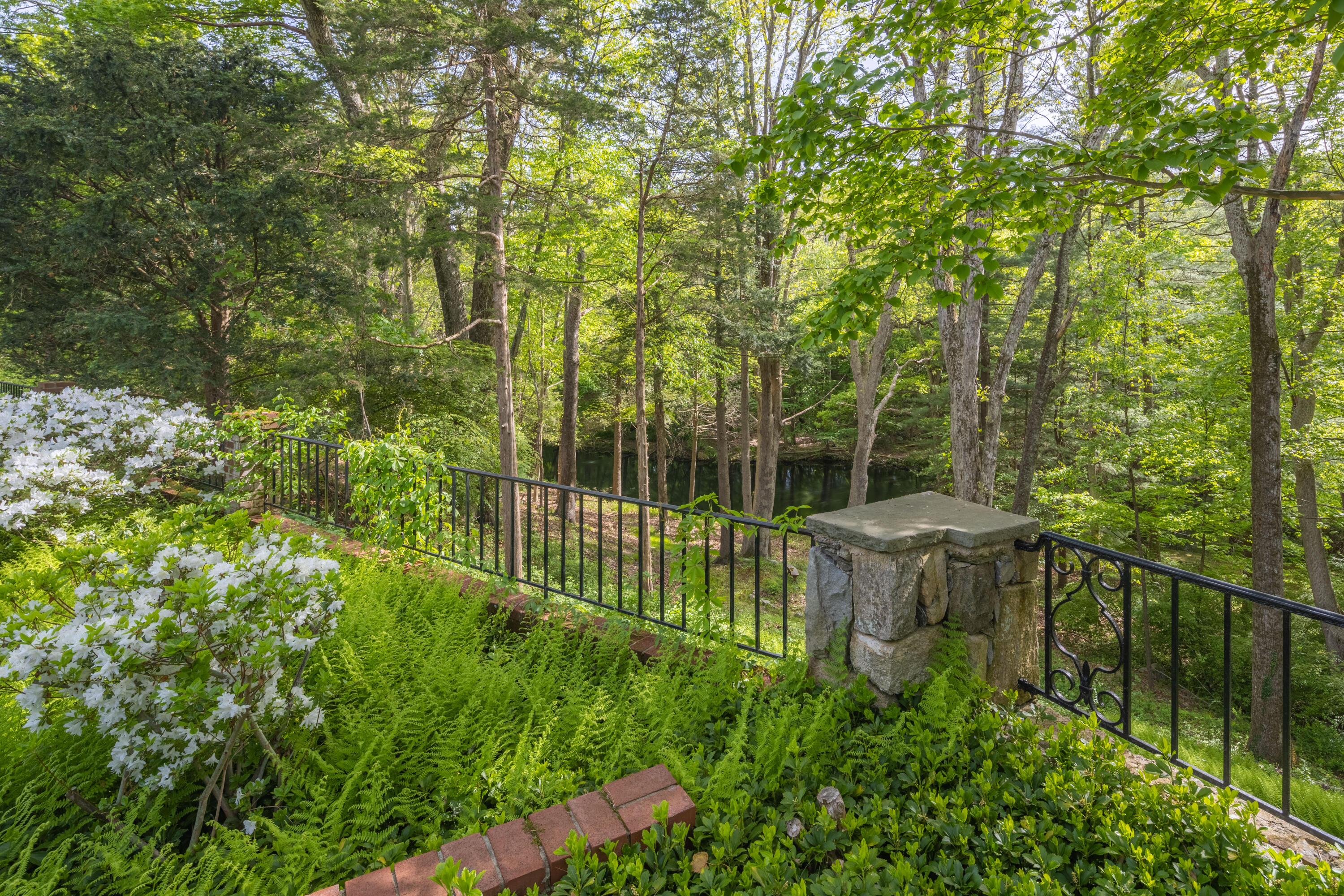 360 Greenley Road New Canaan, CT 06840 - Photo 19 of 22 a view of a yard with plants and large trees