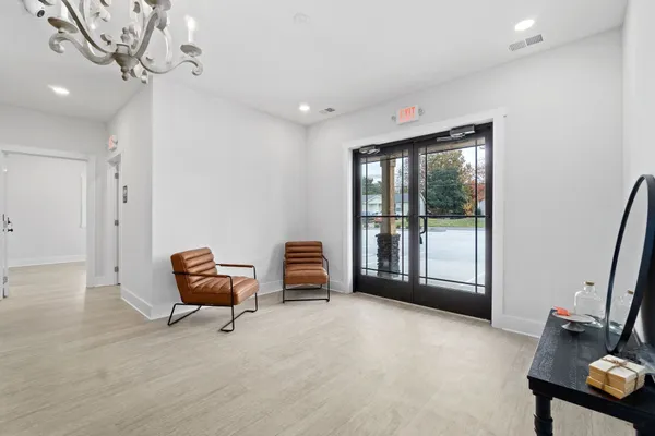a living room with furniture