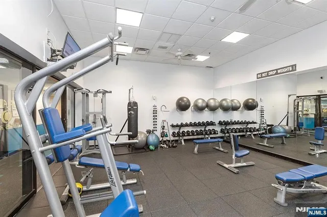a view of a room with gym equipment