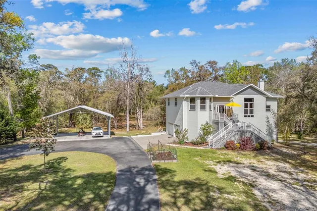 a house with trees in the background