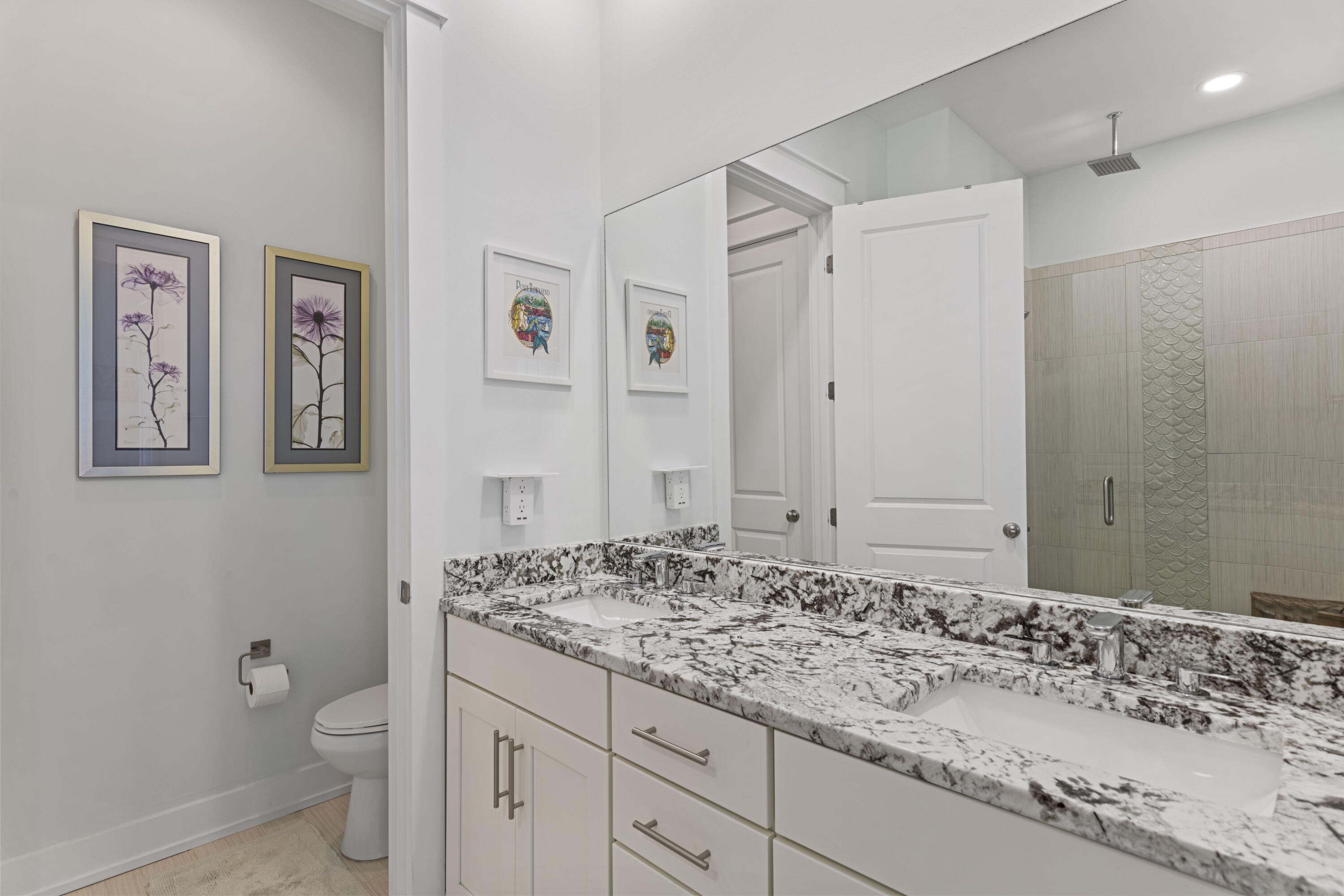 58 Beach View Drive Inlet Beach, FL 32461 - Photo 25 of 47 a bathroom with a granite countertop sink and a toilet