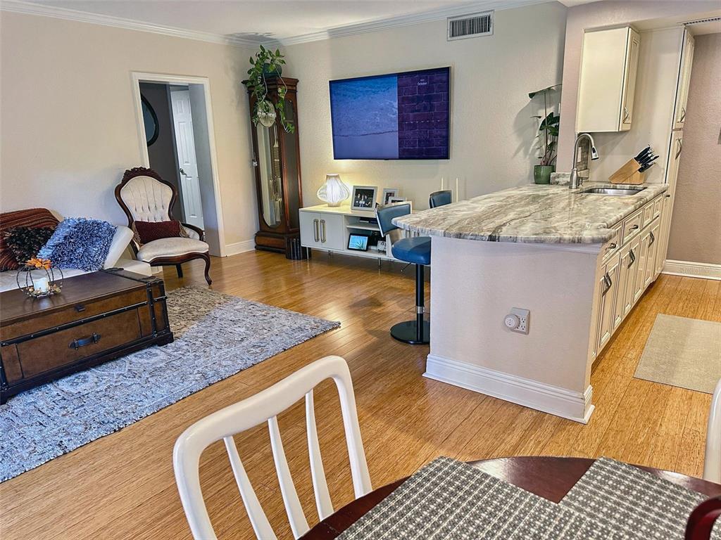 8911 Blind Pass Road, Unit 220 St. Pete Beach, FL 33706 - Photo 20 of 67 a living room with a rug and a couch