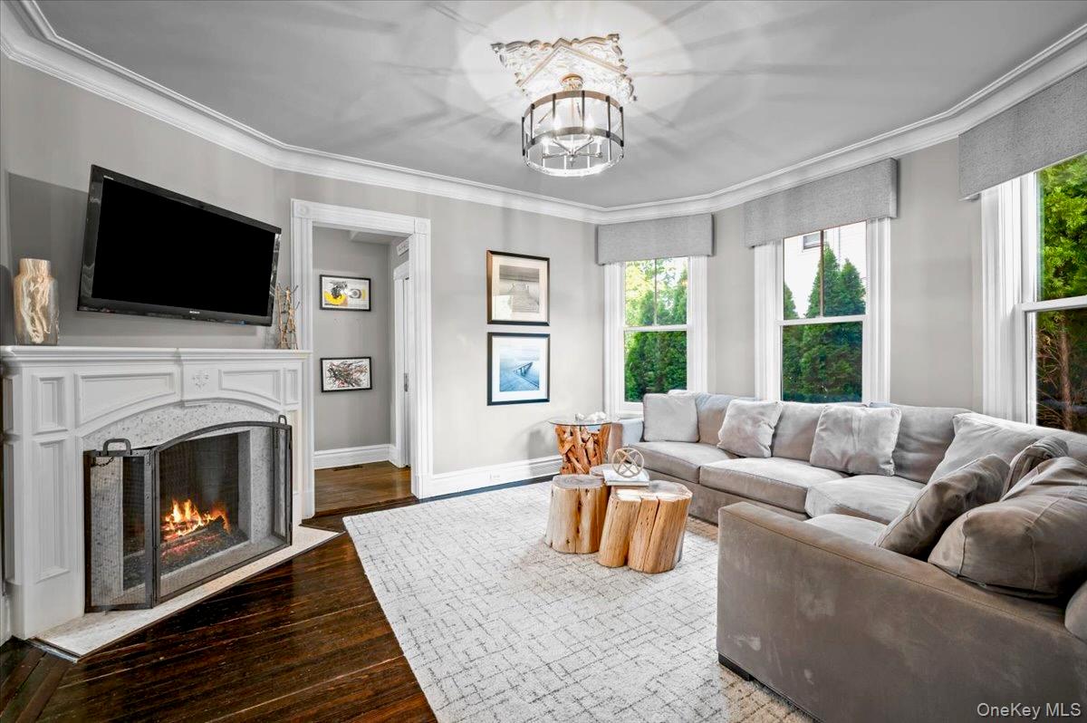201 North Broadway Nyack, NY 10960 - Photo 10 of 36 a living room with furniture a flat screen tv and a fireplace