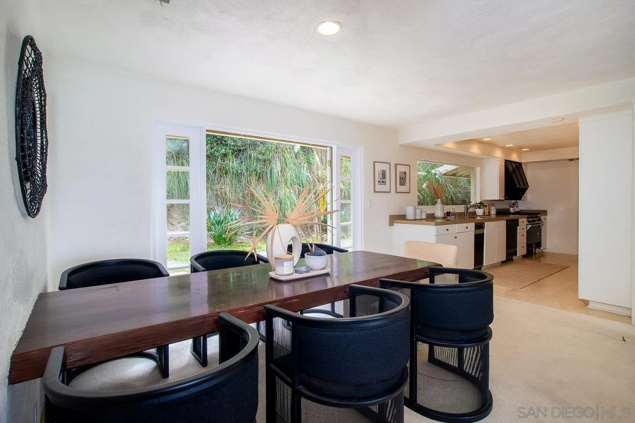 2349 Rue Adriane La Jolla, CA 92037 - Photo 11 of 36 a dining room with furniture and a floor to ceiling window