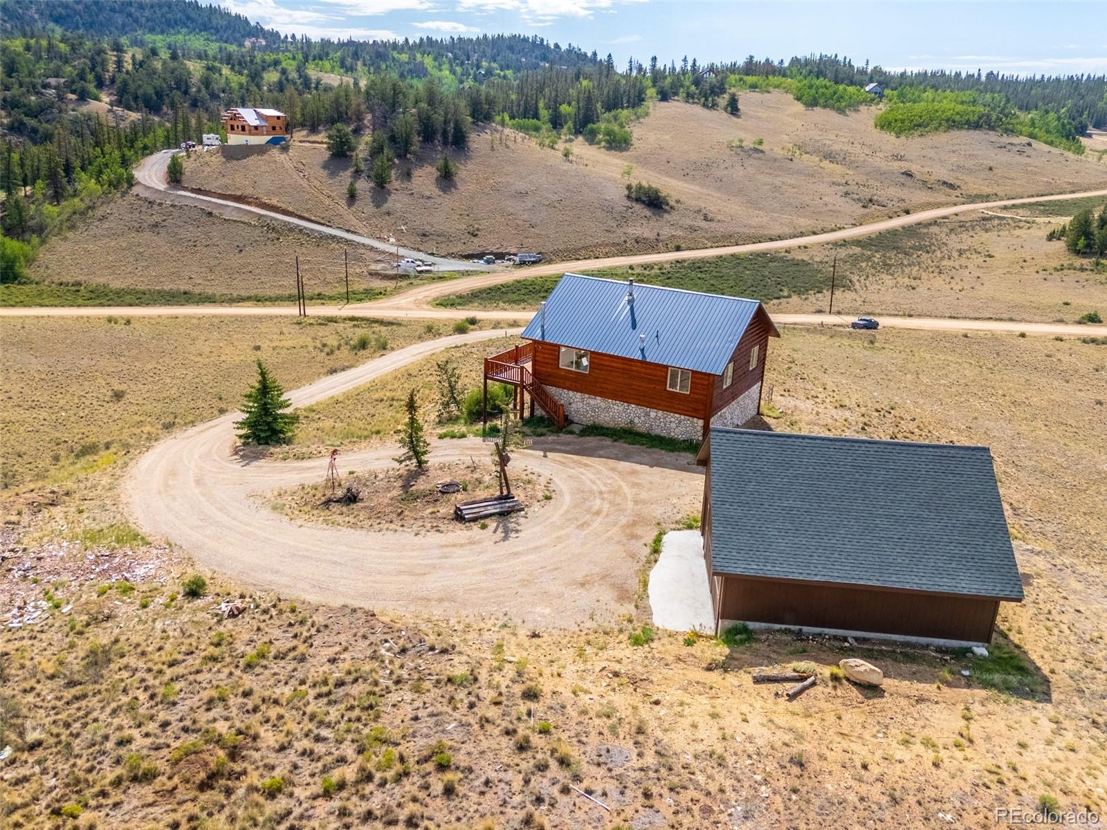 1155 Travois Road Jefferson, CO 80456 - Photo 28 of 31 an aerial view of a house with a yard and lake view