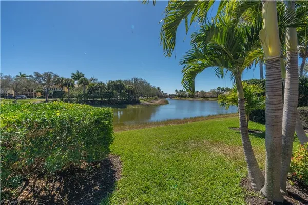 a view of a lake with a city