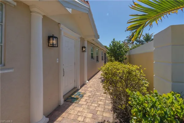 a potted plant sitting in front of a door