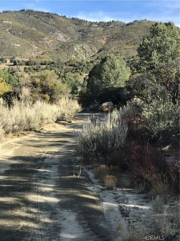 a view of a dry yard with mountain