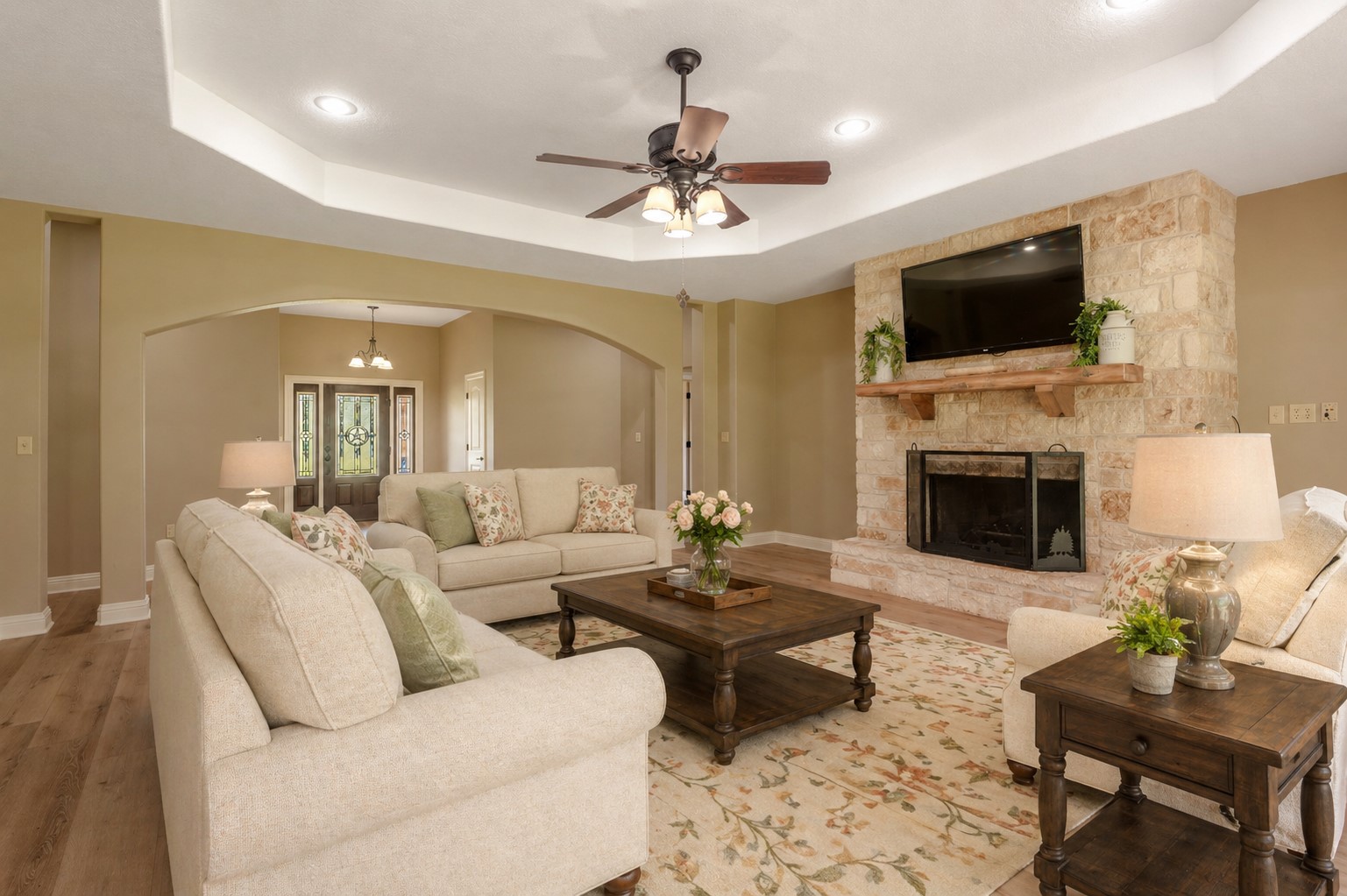 3134 Nursery Road Livingston, TX 77351 - Photo 11 of 50 a living room with furniture a flat screen tv and a fireplace
