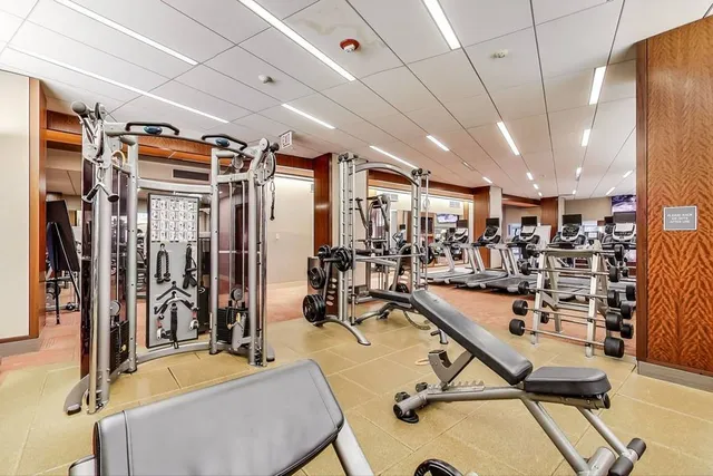a view of a room with gym equipment