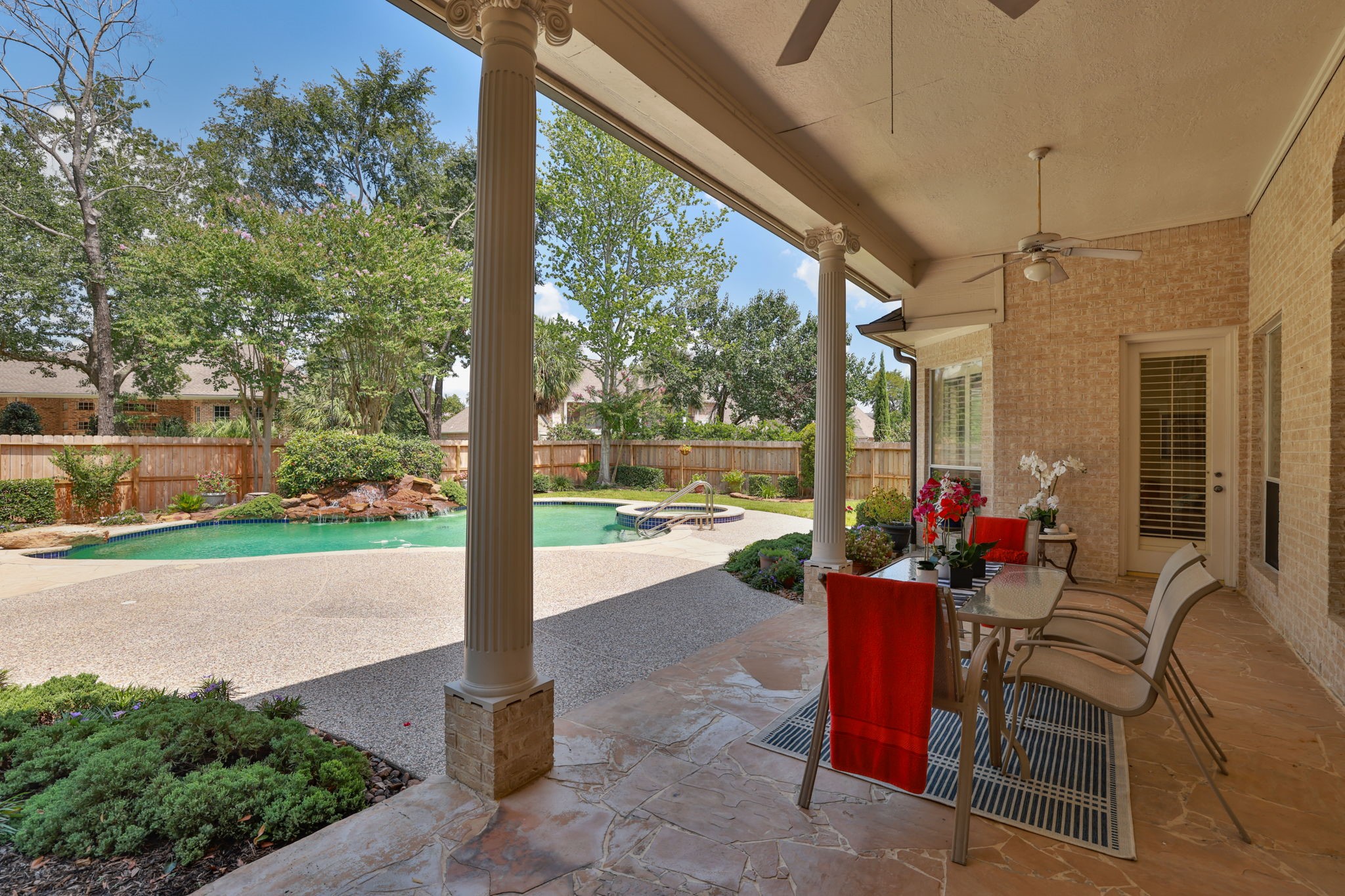 6610 Radley Drive Spring, TX 77379 - Photo 34 of 50 Very large covered patio with entry from Primary Suite, Formal living room & Breakfast area. Offers additional dining, lounging, etc.