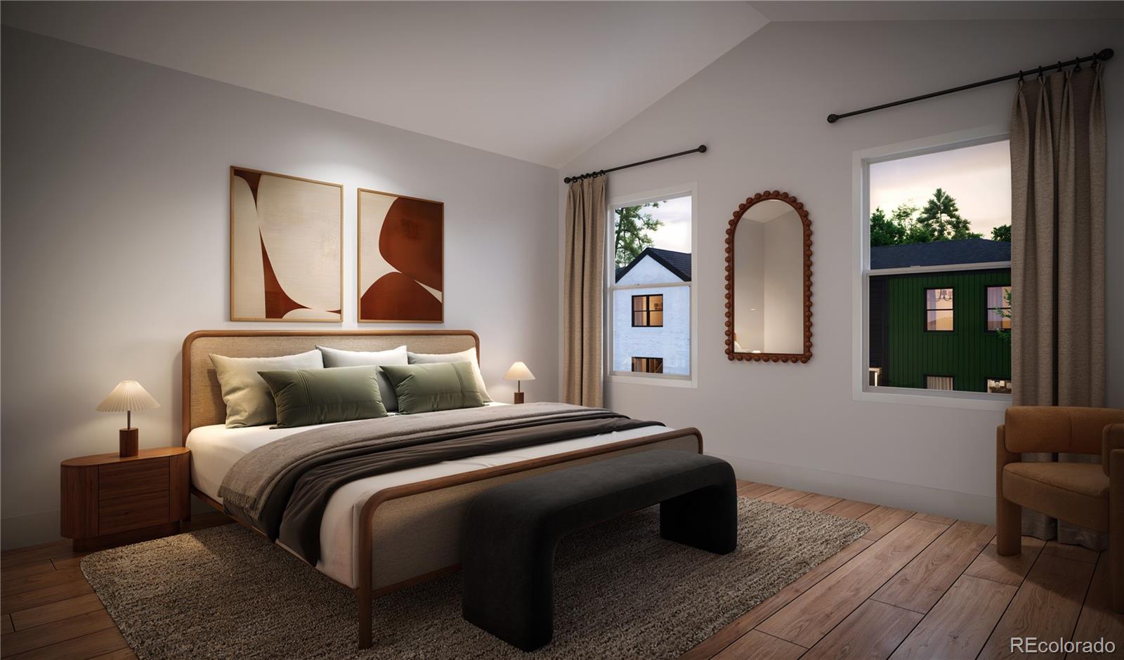 6408 Quitman Court Arvada, CO 80003 - Photo 6 of 11 a bedroom with a bed and wooden floor