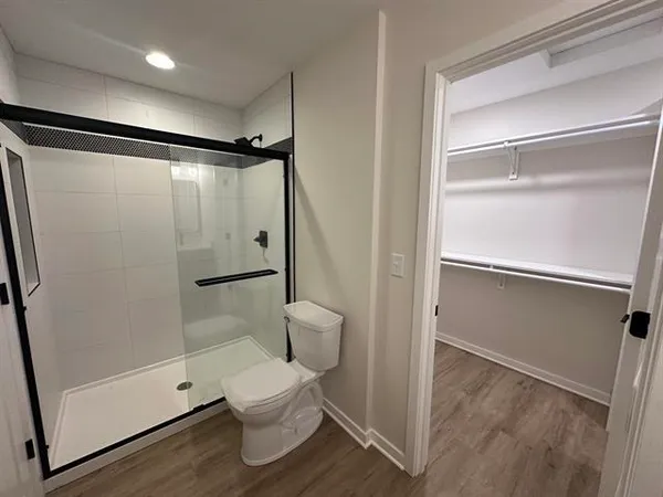 a view of an empty walk in closet