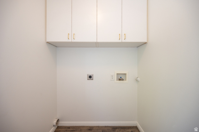 1799 West 1110th Street North Provo, UT 84604 - Photo 11 of 24 Laundry area featuring overhead cabinetry, electrical outlet, and water hookups