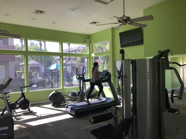 a view of a room with gym equipment