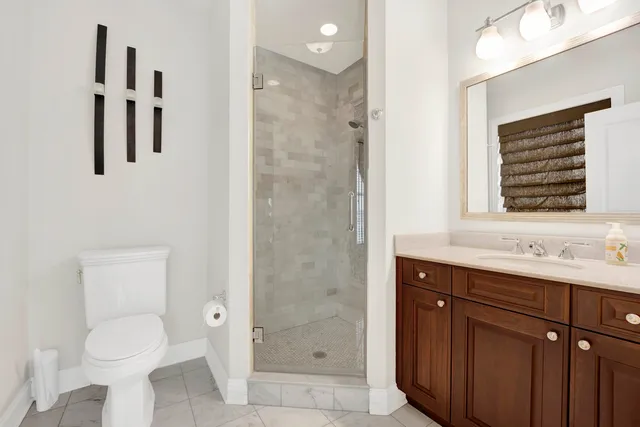 an outdoor space with furniture