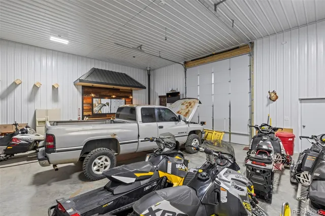 a car is parked in a garage