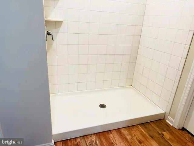 a bathroom with a bathtub