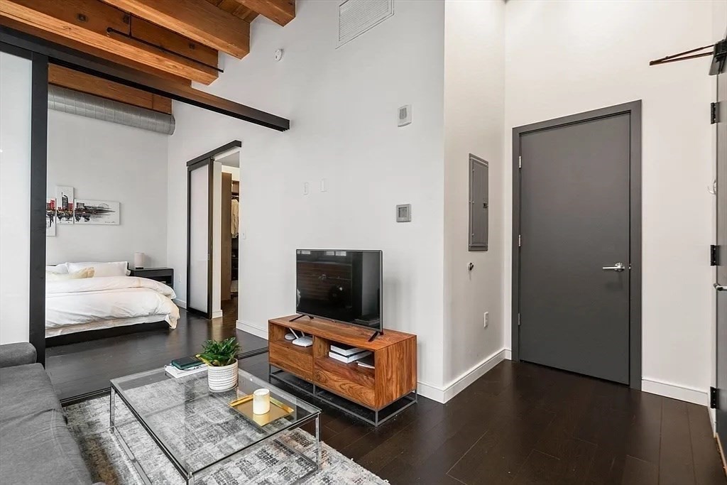 319 A Street, Unit 307 Boston, MA 02210 - Photo 23 of 25 a living room with furniture and a flat screen tv