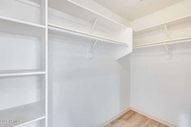 a view of an empty walk in closet