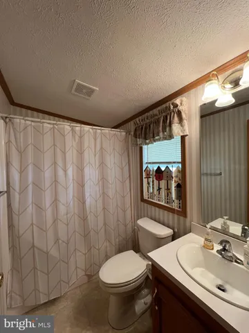 a bathroom with a sink vanity mirror and toilet