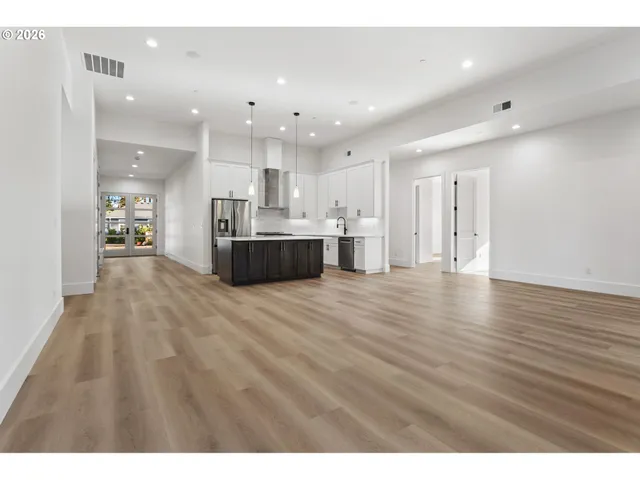 a view of kitchen and windows