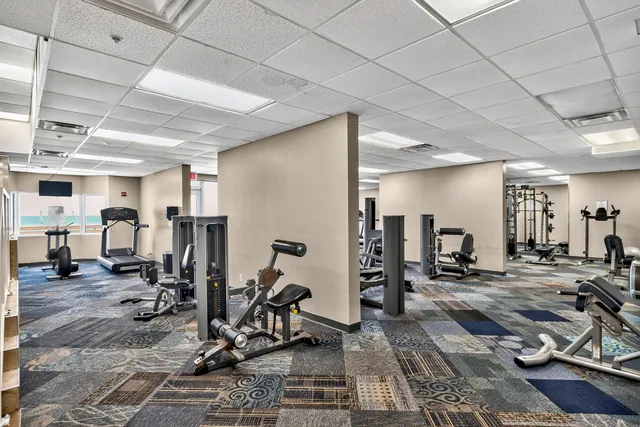 a view of a room with gym equipment