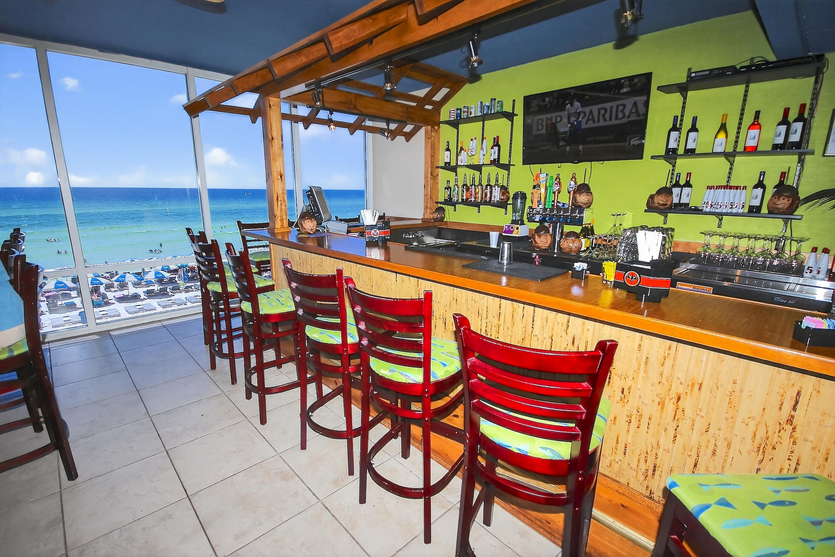 16819 Front Beach Road, Unit 2612 Panama City Beach, FL 32413 - Photo 41 of 53 a outdoor dining space with furniture and outdoor view