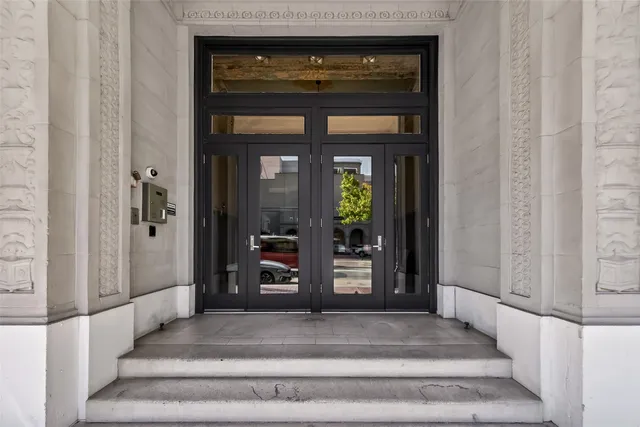 a view of a room with shelves