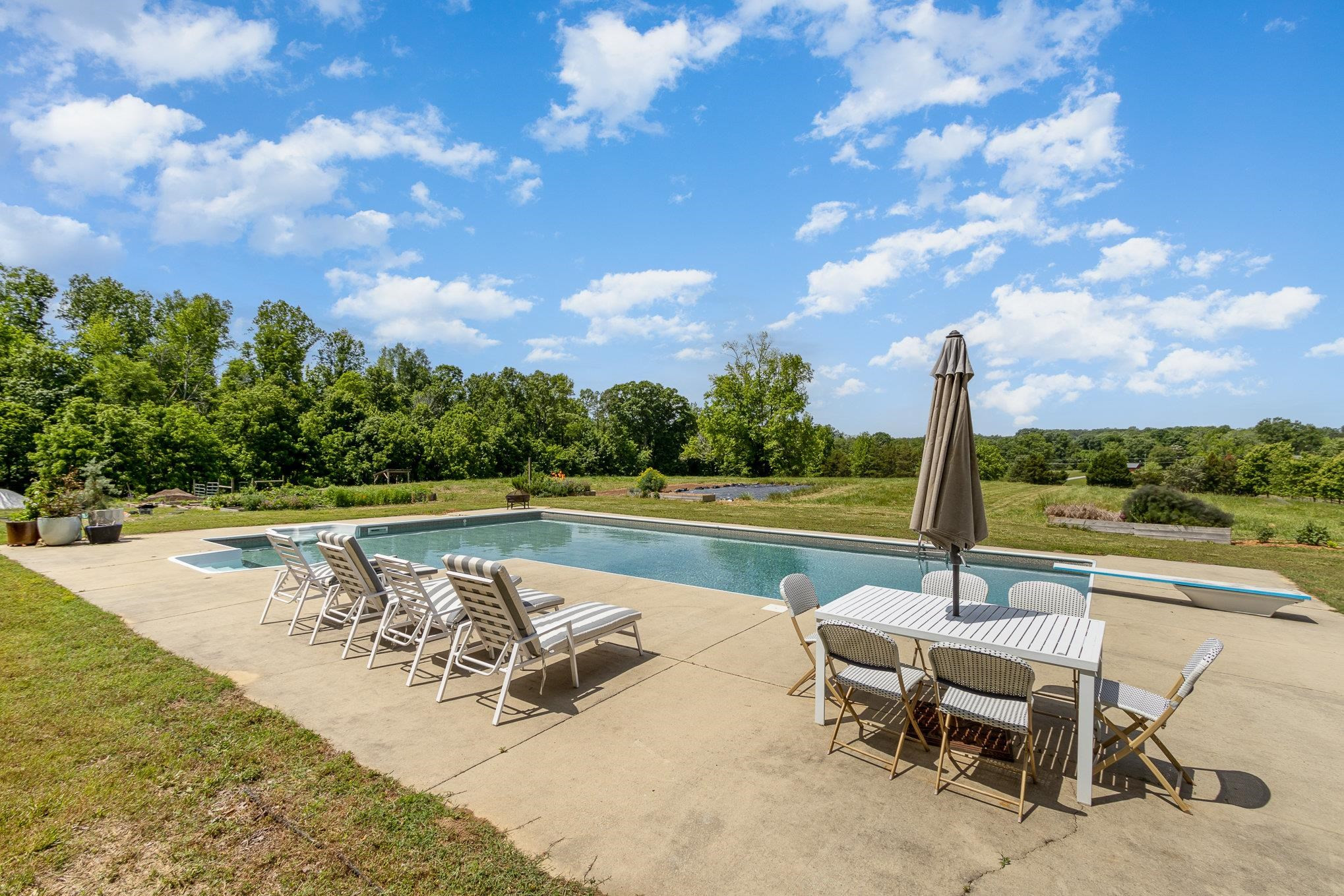10611 Rougemont Road Bahama, NC 27503 - Photo 23 of 66 a view of swimming pool with chairs and lake view