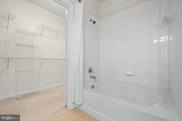 a bathroom with a bathtub