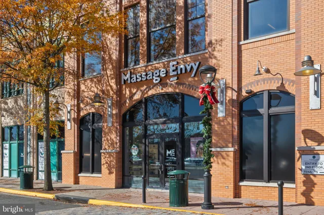 front view of a building with a street