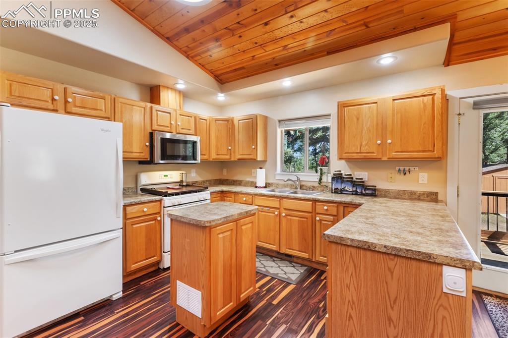 234 Wahsatch Road Florissant, CO 80816 - Photo 15 of 44 a kitchen with stainless steel appliances granite countertop a refrigerator a stove top oven a sink and dishwasher