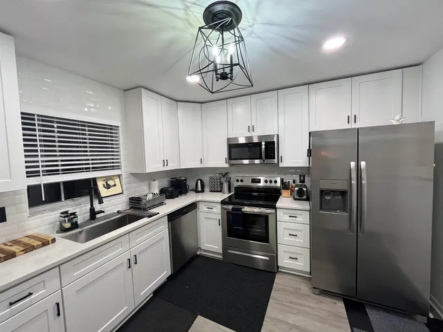 a living room with furniture