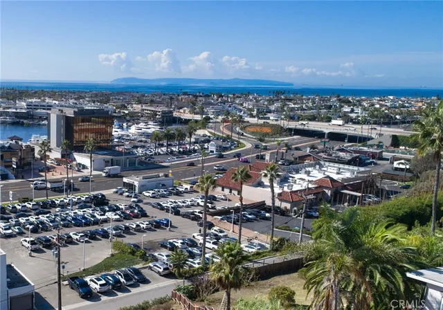 an aerial view of a house with a garden