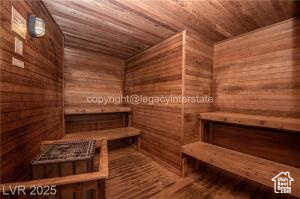 223 Hunter Road, Unit B303 Brian Head, UT 84719 - Photo 43 of 49 Relaxing sauna / steam room with wood ceiling, wooden walls, and wood finished floors