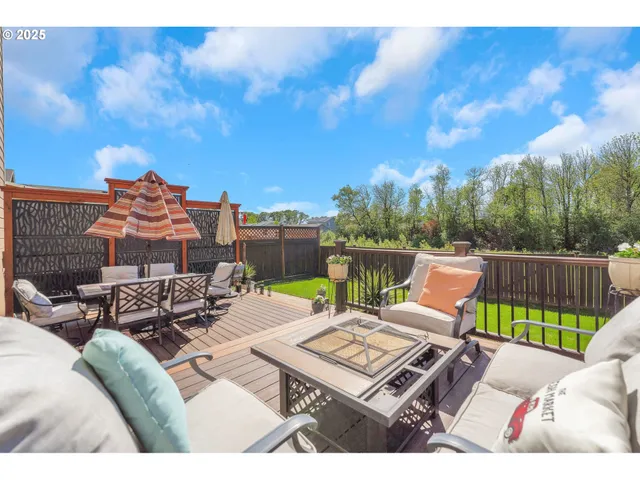 a view of a terrace with furniture