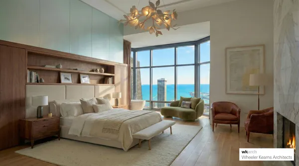 a bedroom with a bed couch and window