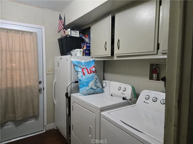 a close up of a white door