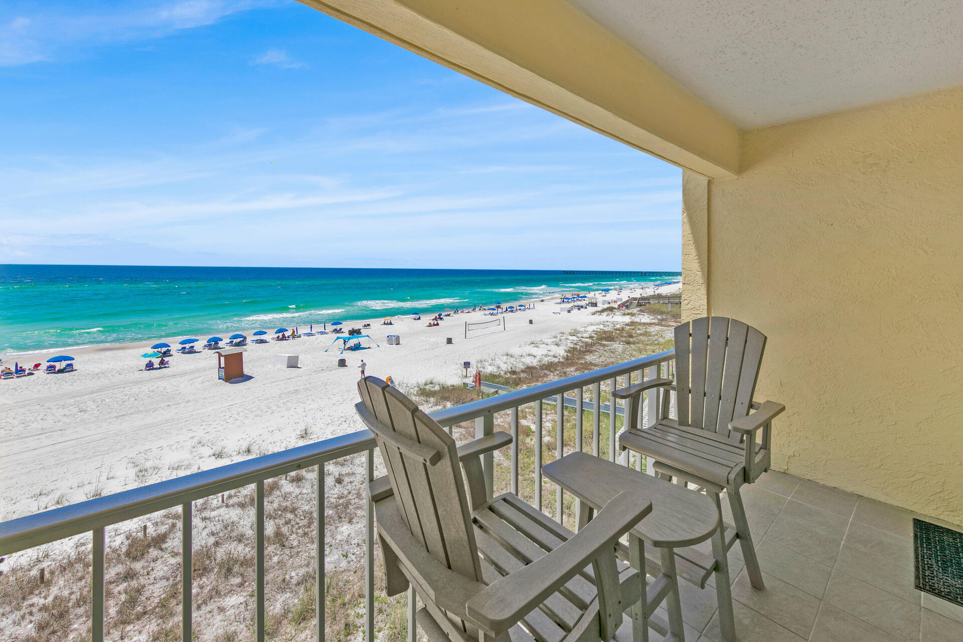 15413 Front Beach Road, Unit 406 Panama City Beach, FL 32413 - Photo 2 of 21 a view of a balcony with wooden floor
