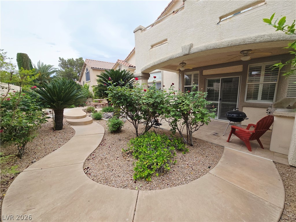 1265 Moon Vision Street Henderson, NV 89052 - Photo 15 of 35 View of patio featuring ceiling fan and area for grilling