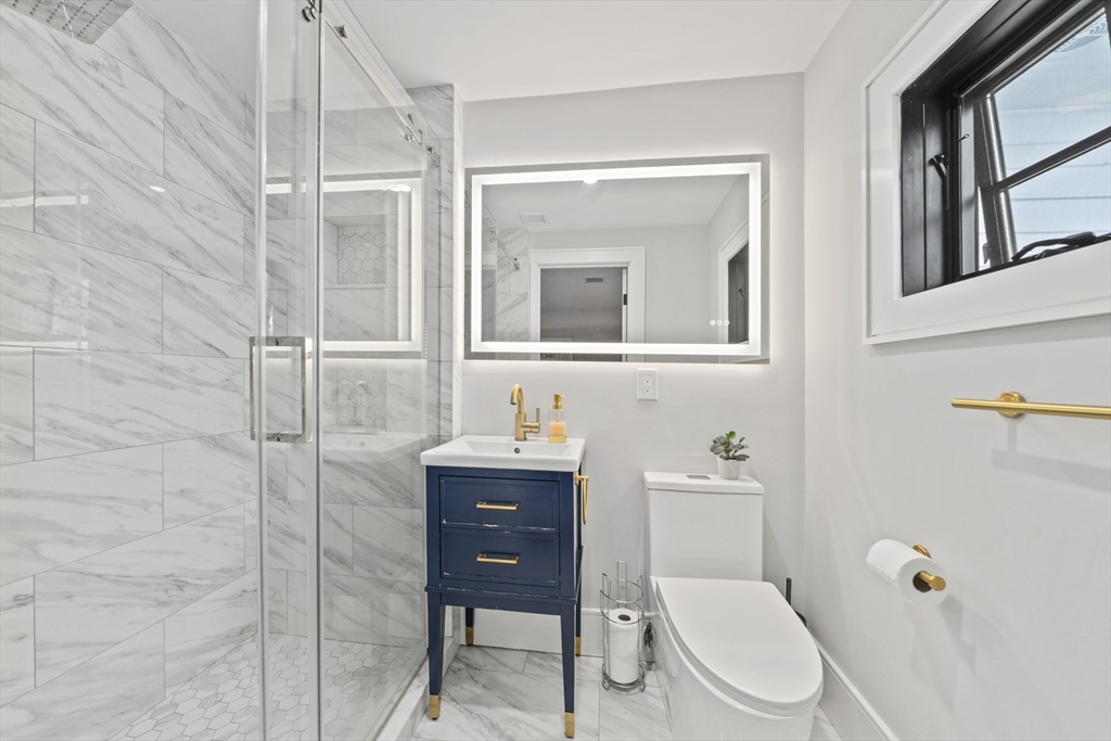 300 Elliot Street, Unit 2 Newton, MA 02464 - Photo 25 of 42 a bathroom with a toilet a sink and mirror