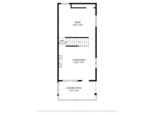 a picture of a bench in front of a door