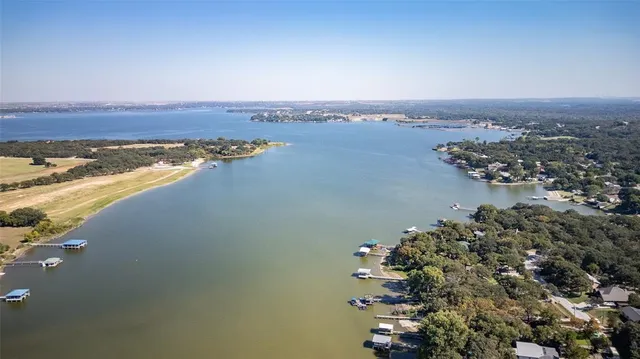 an aerial view of a house with a garden