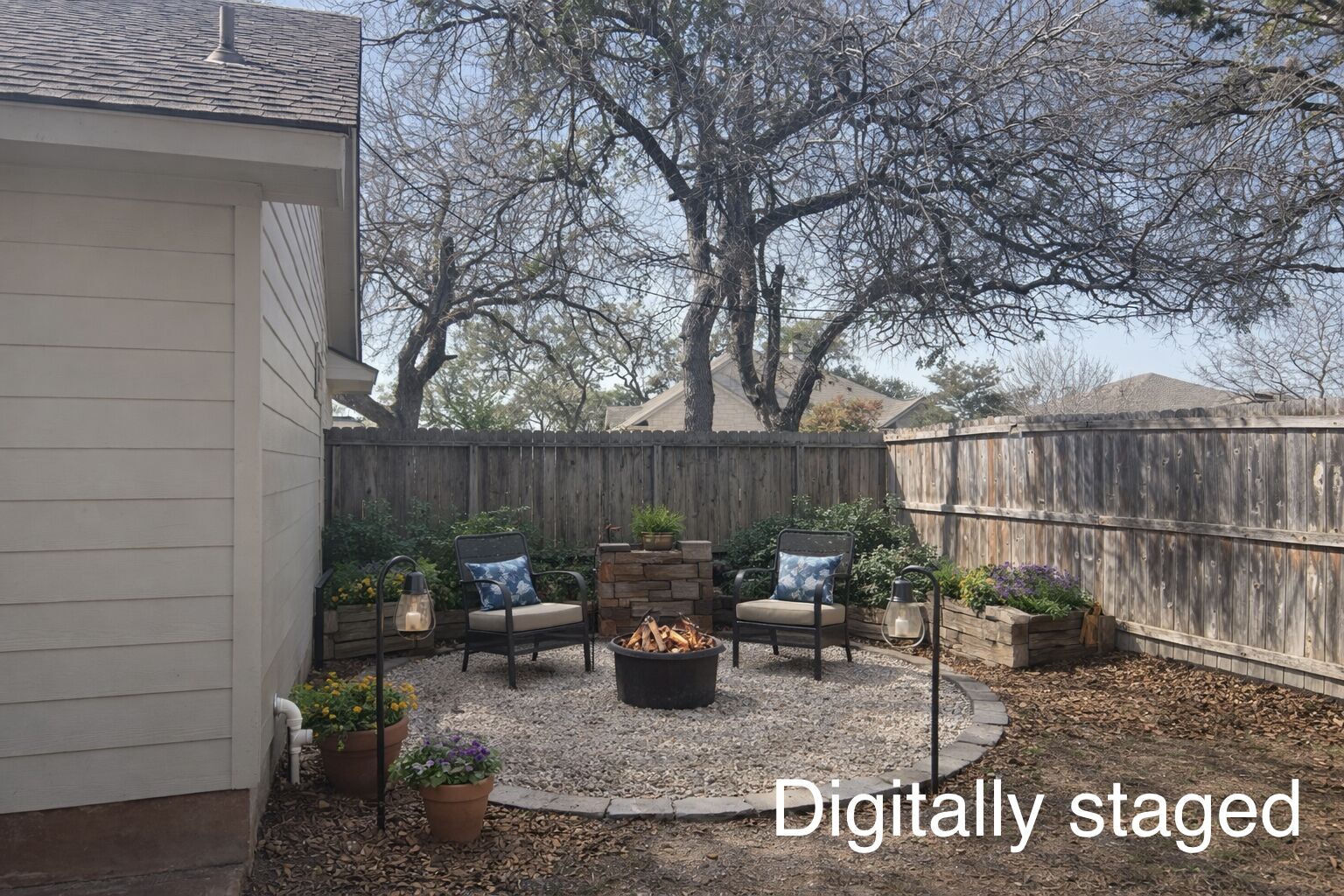18516 Champions Circle Lago Vista, TX 78645 - Photo 19 of 30 a backyard of a house with table and chairs