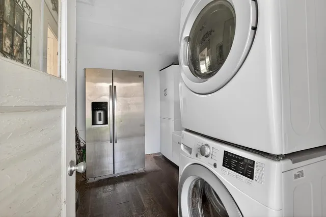 a utility room with dryer and washer