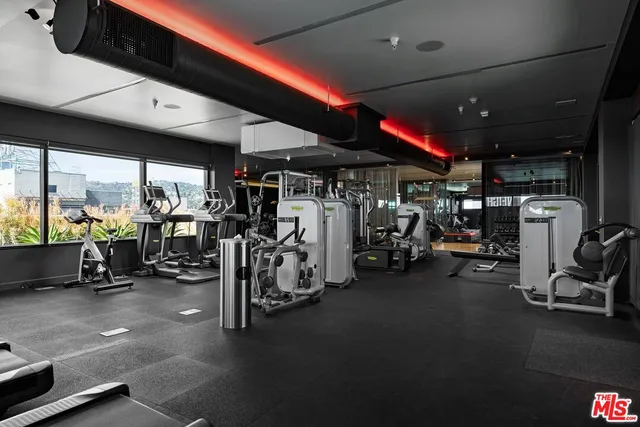 a room with gym equipment