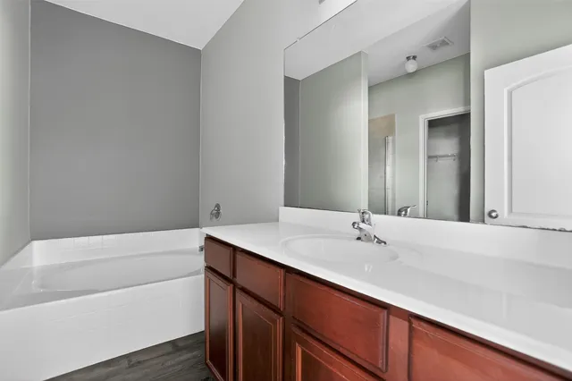 a bathroom with a sink and a bathtub