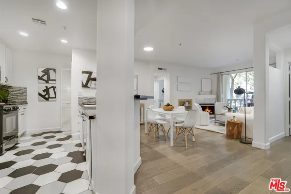 a view of a dining area with furniture