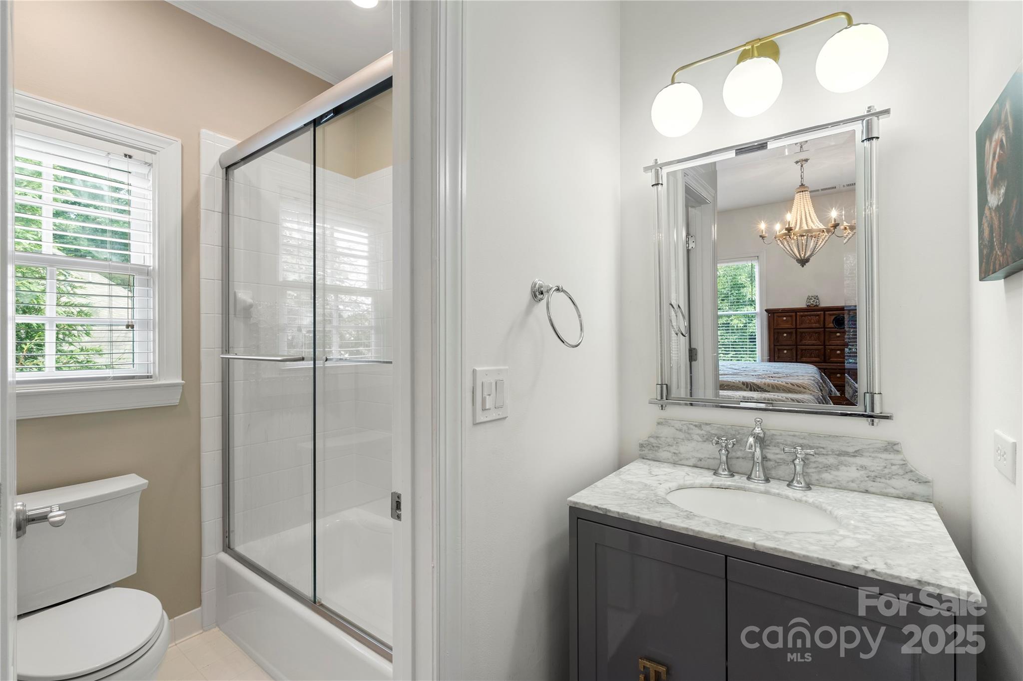 14654 Trading Path Way Charlotte, NC 28277 - Photo 35 of 48 a bathroom with a granite countertop sink toilet and shower
